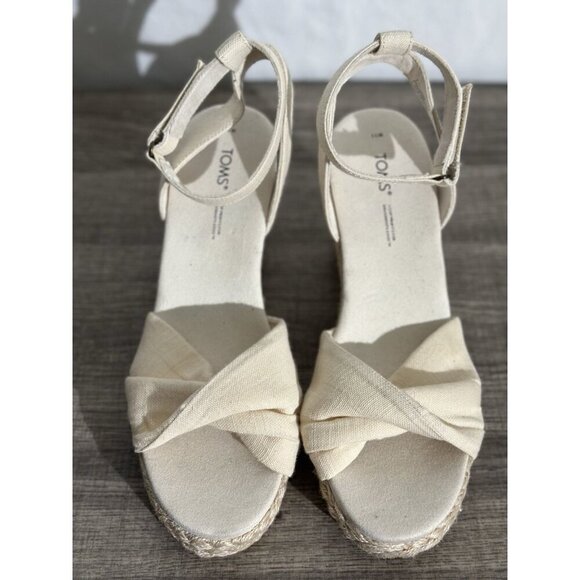 Toms Marisela Wedge Sandals Natural Slubby Woven Size 11 - Picture 8 of 16